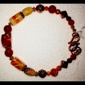 Carnelian, copper necklace and bracelet.